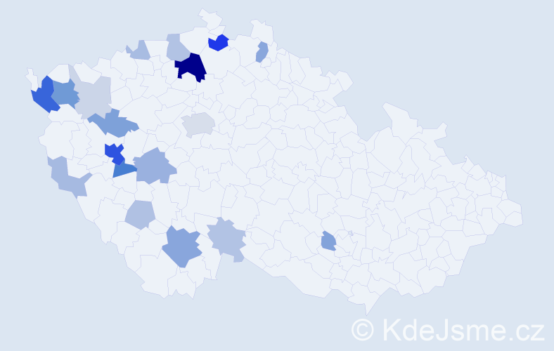 Příjmení: 'Kýček', počet výskytů 59 v celé ČR
