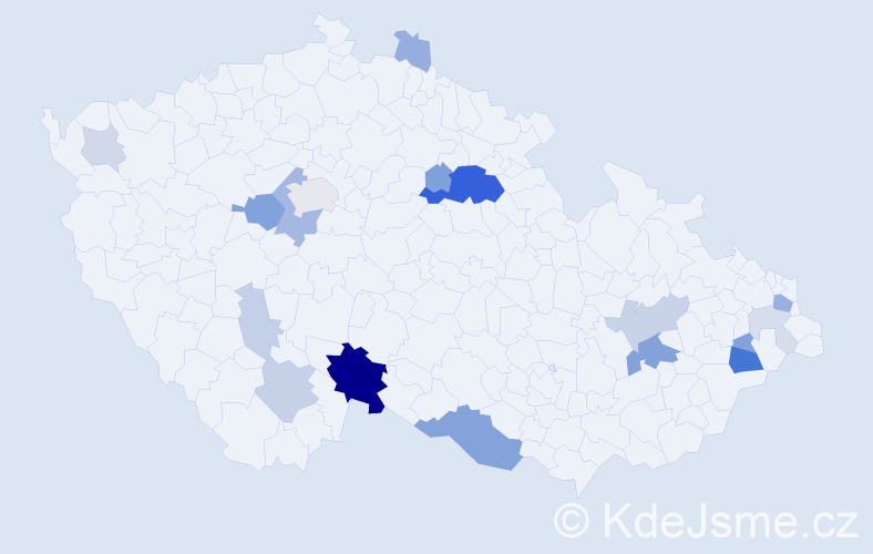 Příjmení: 'Vondrus', počet výskytů 57 v celé ČR