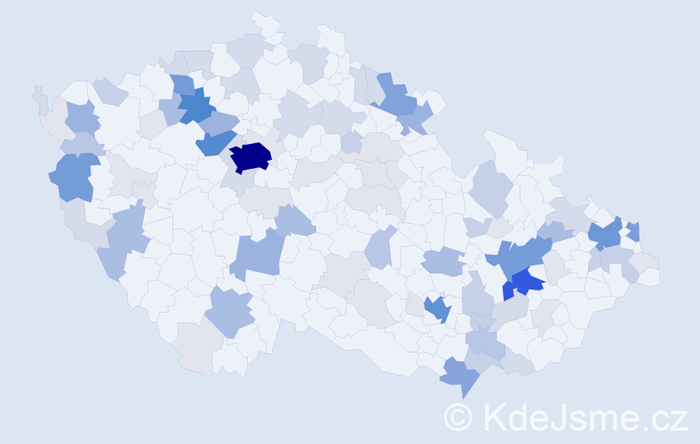 Příjmení: 'Roháč', počet výskytů 334 v celé ČR
