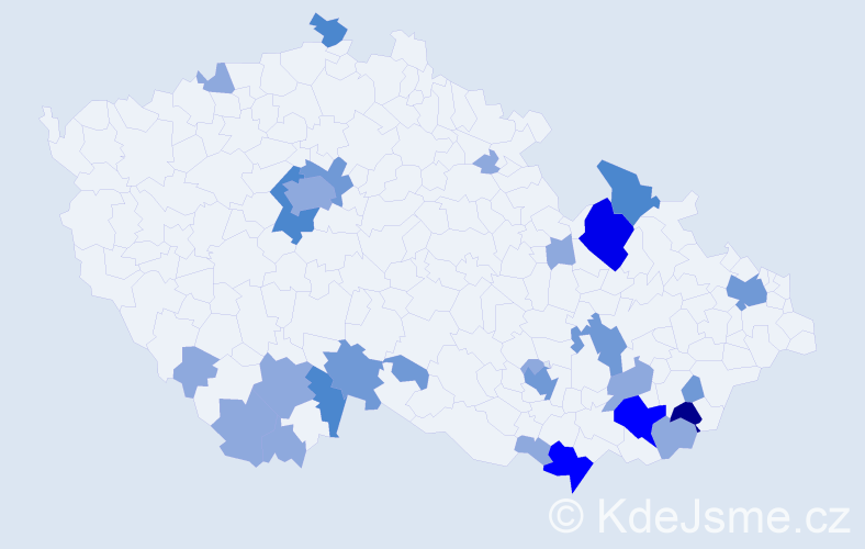 Příjmení: 'Merčák', počet výskytů 57 v celé ČR