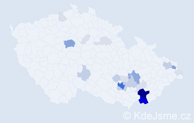 Příjmení: 'Páčová', počet výskytů 83 v celé ČR