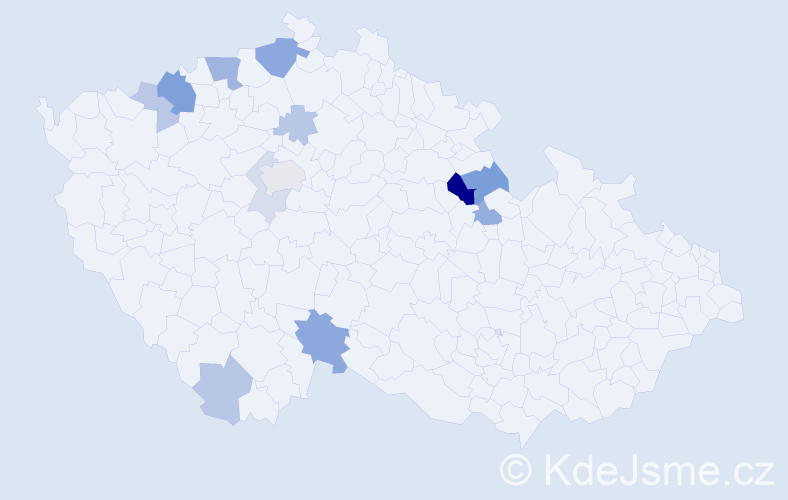 Příjmení: 'Gründlová', počet výskytů 27 v celé ČR
