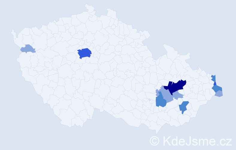 Příjmení: 'Stenchláková', počet výskytů 23 v celé ČR