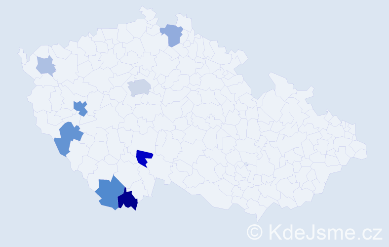 Příjmení: 'Helm', počet výskytů 21 v celé ČR