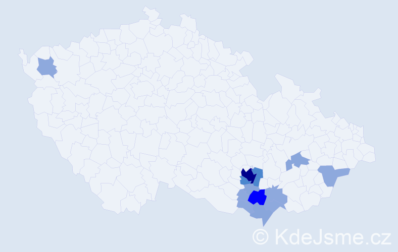 Příjmení: 'Pavláček', počet výskytů 32 v celé ČR