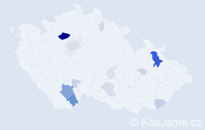 Příjmení: 'Bakalář', počet výskytů 86 v celé ČR