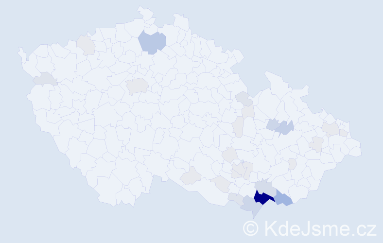 Příjmení: 'Skočíková', počet výskytů 105 v celé ČR