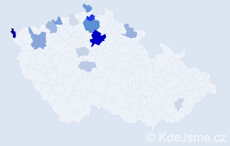 Příjmení: 'Mertin', počet výskytů 47 v celé ČR