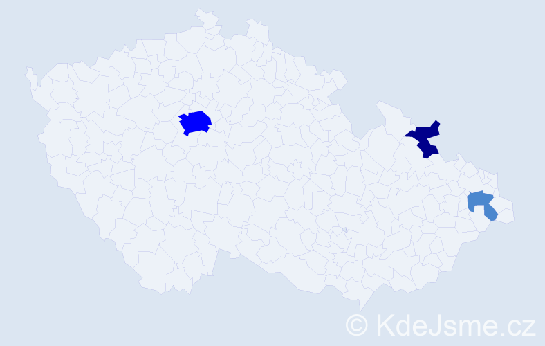 Příjmení: 'Bugris', počet výskytů 6 v celé ČR