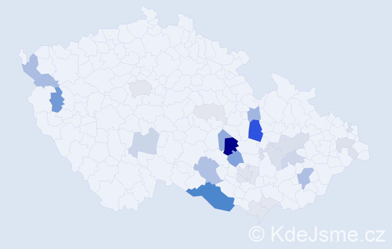 Příjmení: 'Fafílková', počet výskytů 102 v celé ČR
