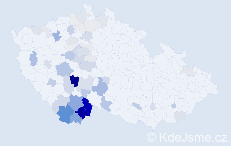 Příjmení: 'Baštýř', počet výskytů 196 v celé ČR