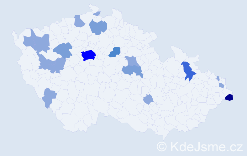 Příjmení: 'Kuliková', počet výskytů 37 v celé ČR