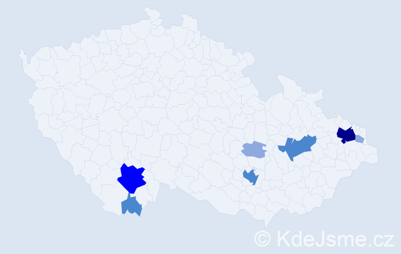 Příjmení: 'Botko', počet výskytů 17 v celé ČR