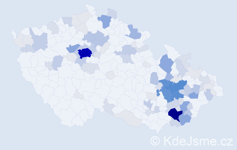 Příjmení: 'Huňková', počet výskytů 350 v celé ČR