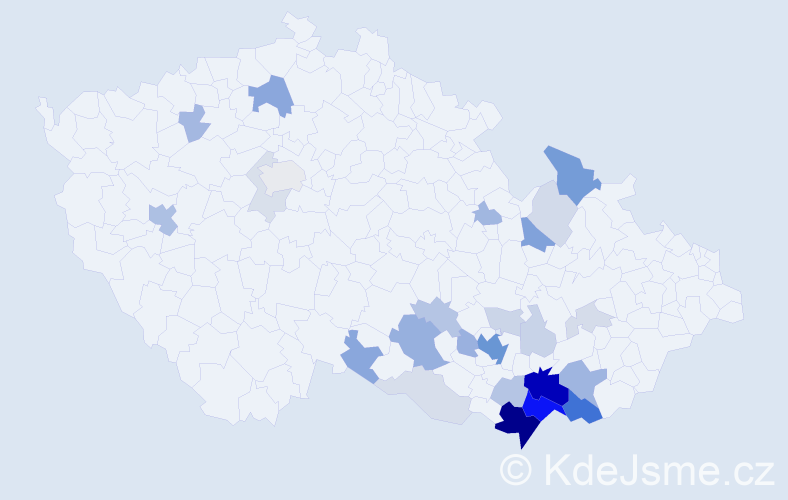 Příjmení: 'Krmíčková', počet výskytů 95 v celé ČR