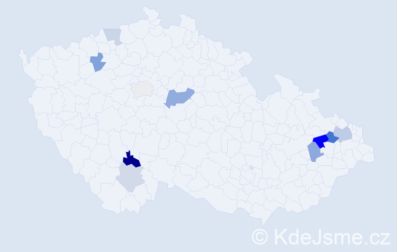 Příjmení: 'Sudoměřická', počet výskytů 16 v celé ČR