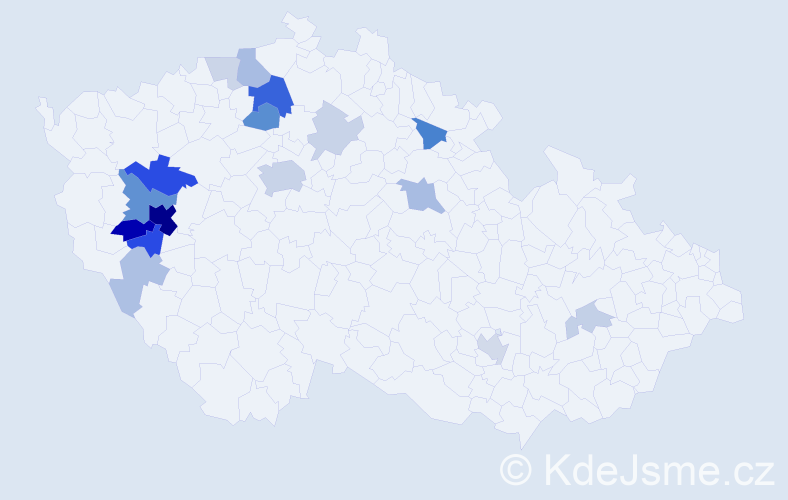 Příjmení: 'Pok', počet výskytů 55 v celé ČR