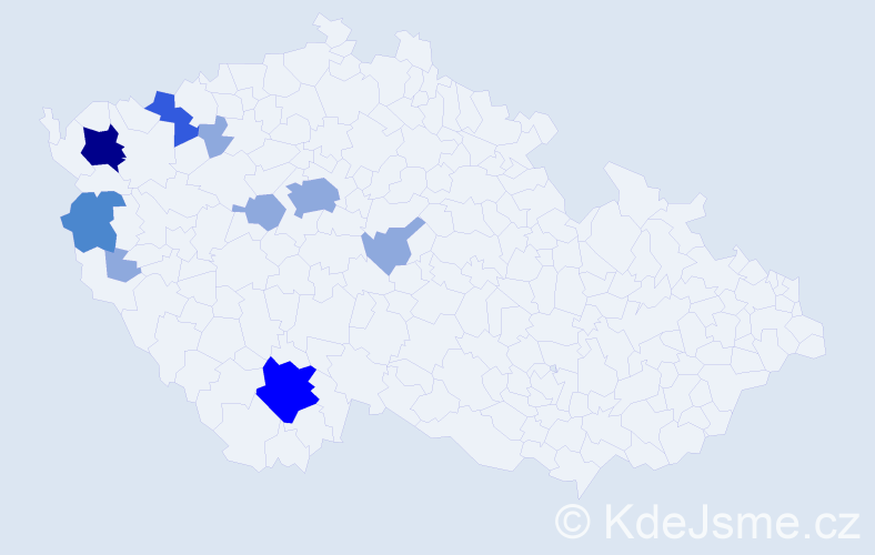 Příjmení: 'Tyrpák', počet výskytů 19 v celé ČR