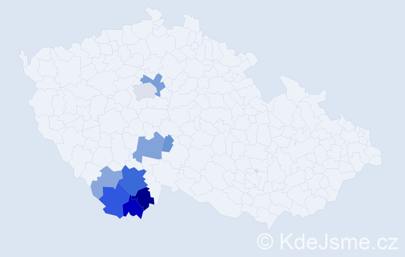 Příjmení: 'Kroneisl', počet výskytů 56 v celé ČR