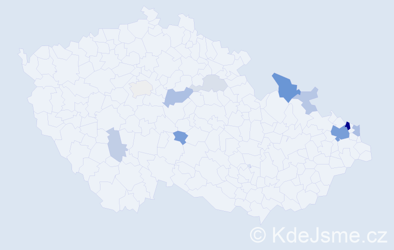 Příjmení: 'Děrgelová', počet výskytů 30 v celé ČR