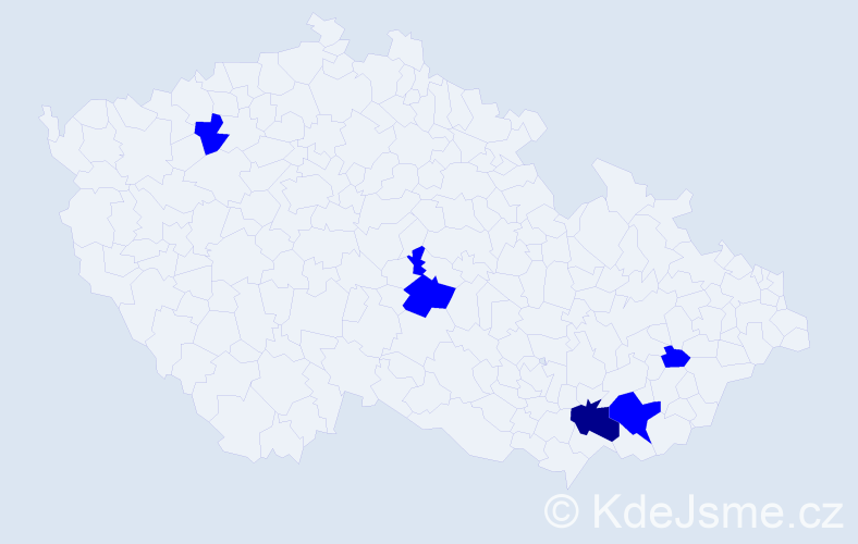 Příjmení: 'Gmentová', počet výskytů 6 v celé ČR