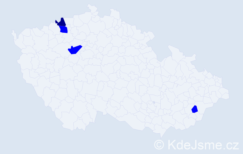 Příjmení: 'Rašev', počet výskytů 5 v celé ČR