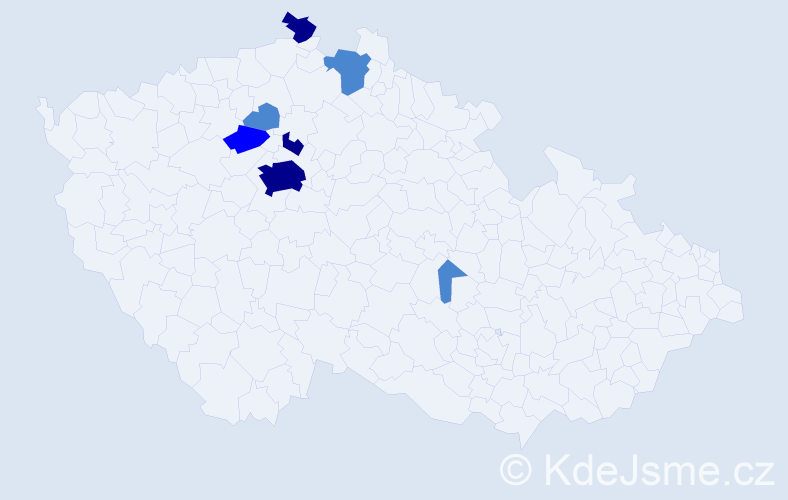 Příjmení: 'Zan', počet výskytů 14 v celé ČR