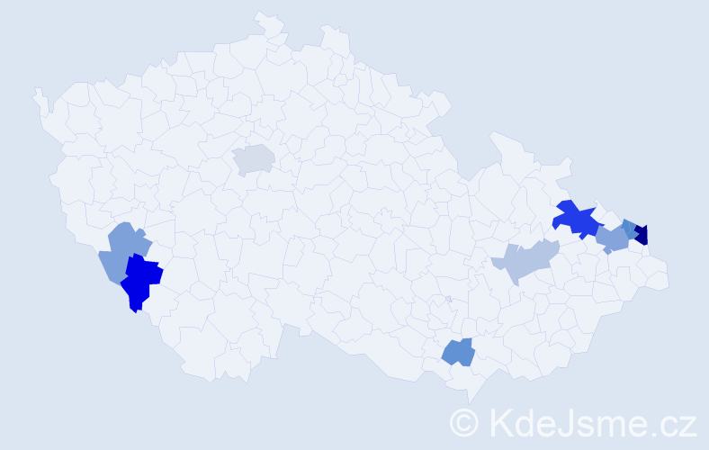 Příjmení: 'Dzida', počet výskytů 44 v celé ČR