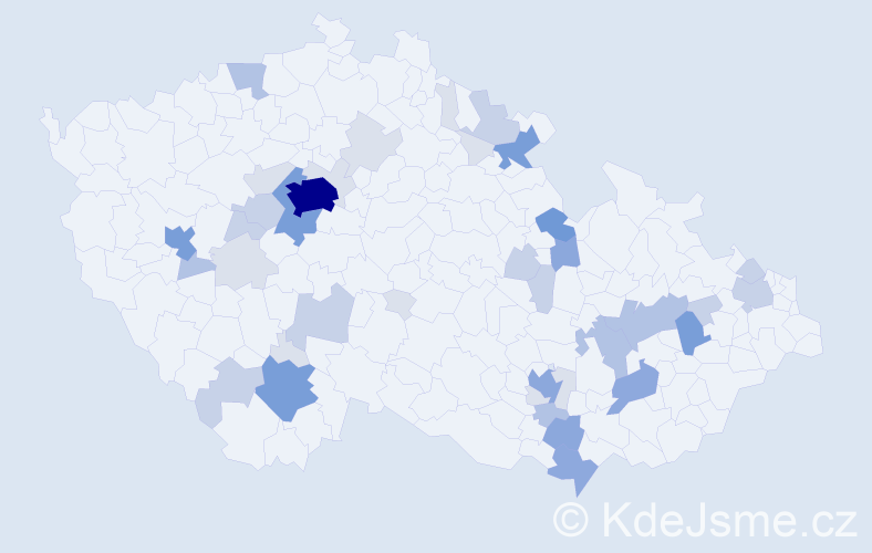 Příjmení: 'Mík', počet výskytů 134 v celé ČR