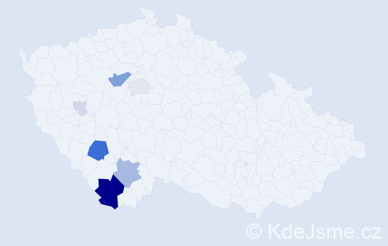 Příjmení: 'Pavcová', počet výskytů 16 v celé ČR