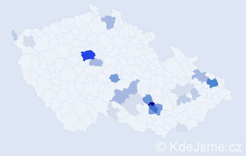 Příjmení: 'Malášek', počet výskytů 100 v celé ČR