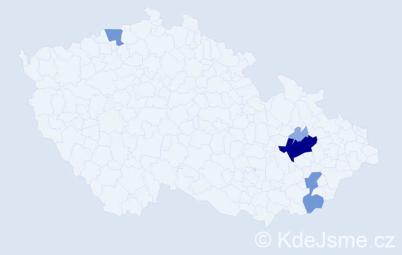 Příjmení: 'Postupková', počet výskytů 13 v celé ČR