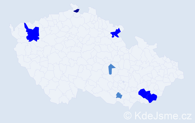 Příjmení: 'Psotná', počet výskytů 13 v celé ČR