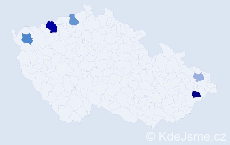 Příjmení: 'Šnejder', počet výskytů 6 v celé ČR