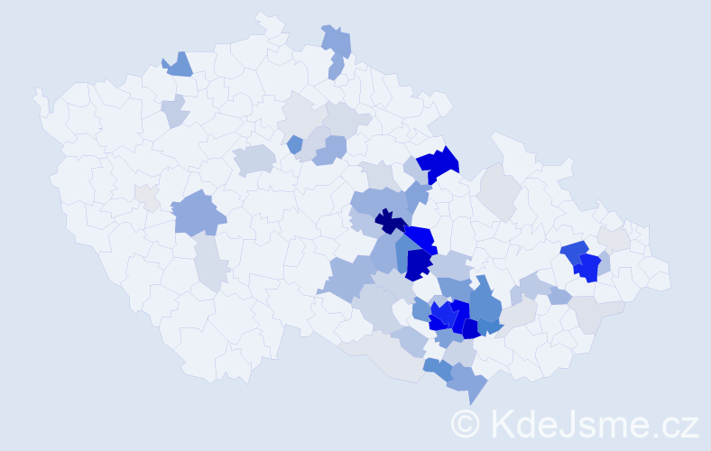 Příjmení: 'Pantůčková', počet výskytů 258 v celé ČR