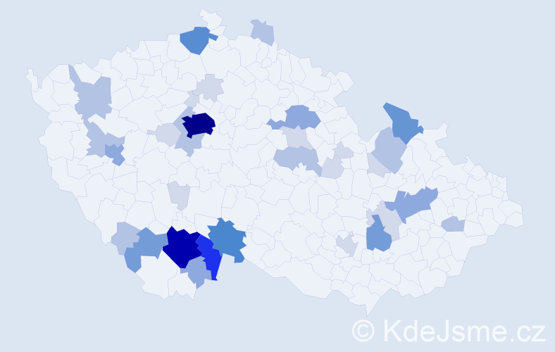 Příjmení: 'Vondrková', počet výskytů 111 v celé ČR