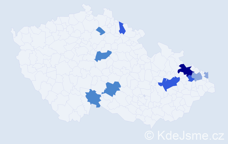 Příjmení: 'Magura', počet výskytů 24 v celé ČR