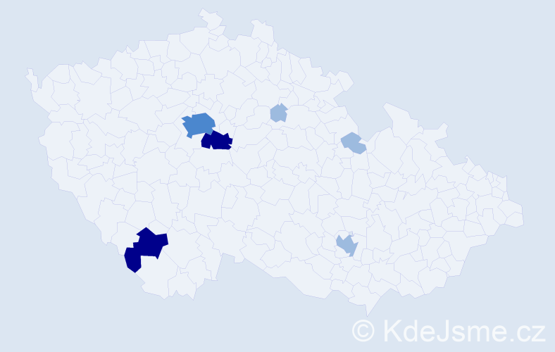 Příjmení: 'Tomčány', počet výskytů 13 v celé ČR