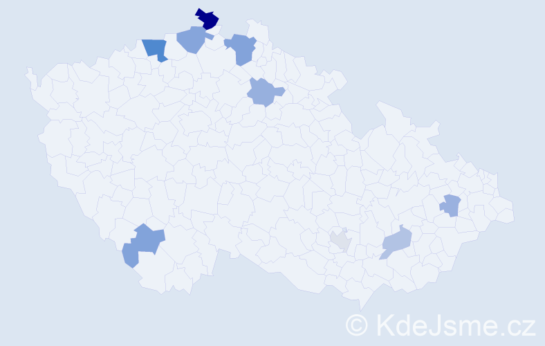 Příjmení: 'Bajan', počet výskytů 19 v celé ČR