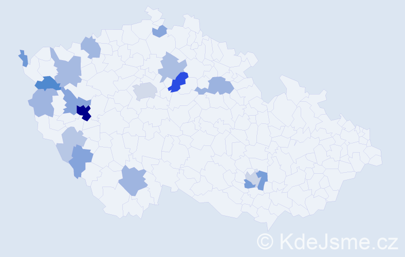 Příjmení: 'Krysl', počet výskytů 59 v celé ČR