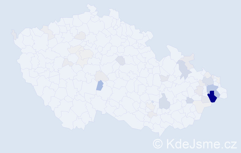 Příjmení: 'Kubačáková', počet výskytů 138 v celé ČR