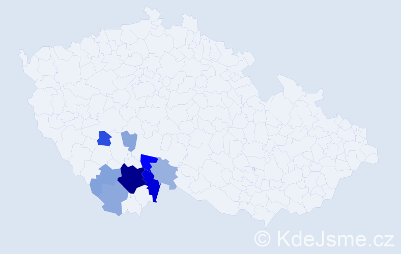 Příjmení: 'Lohonková', počet výskytů 43 v celé ČR