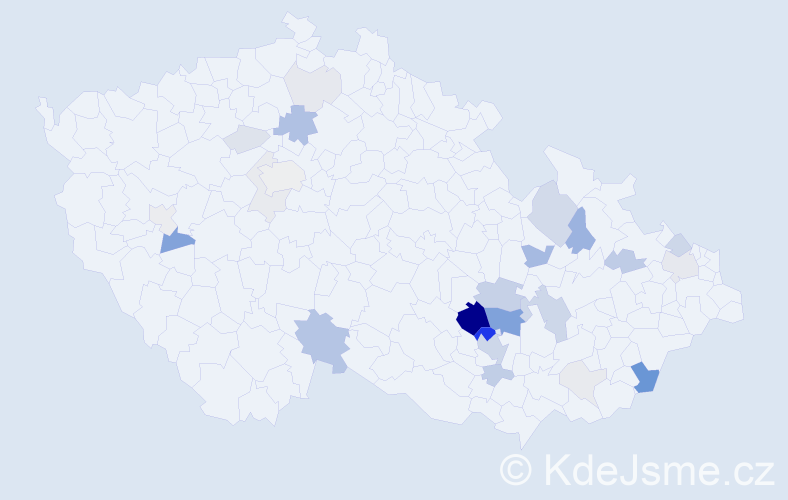 Příjmení: 'Kašparec', počet výskytů 98 v celé ČR