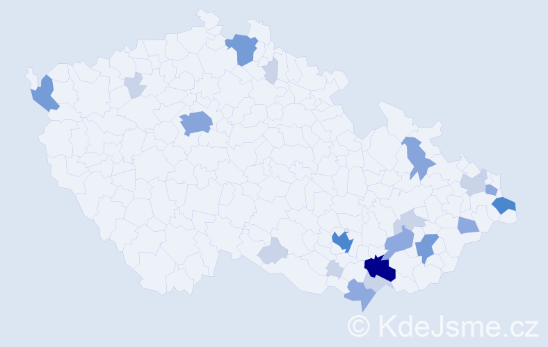 Příjmení: 'Pimek', počet výskytů 59 v celé ČR