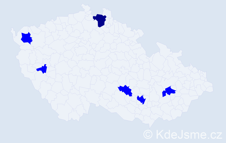 Příjmení: 'Náhlik', počet výskytů 7 v celé ČR