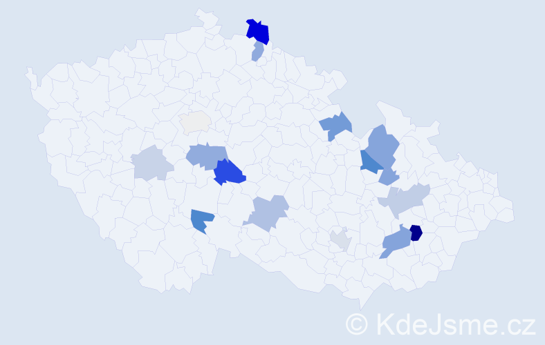 Příjmení: 'Velcl', počet výskytů 37 v celé ČR