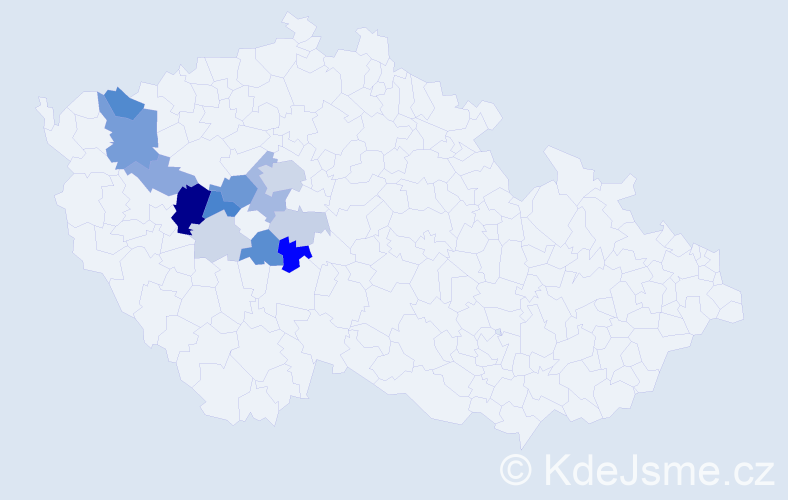 Příjmení: 'Tysl', počet výskytů 45 v celé ČR