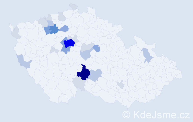 Příjmení: 'Kubiska', počet výskytů 76 v celé ČR