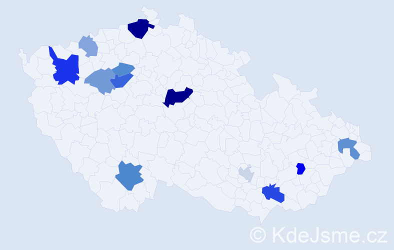 Příjmení: 'Rákoš', počet výskytů 26 v celé ČR