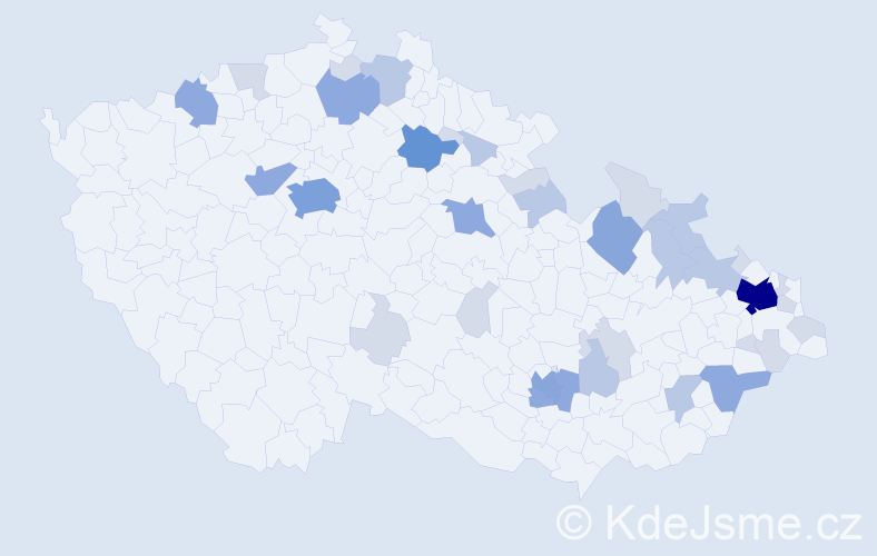 Příjmení: 'Dědicová', počet výskytů 86 v celé ČR